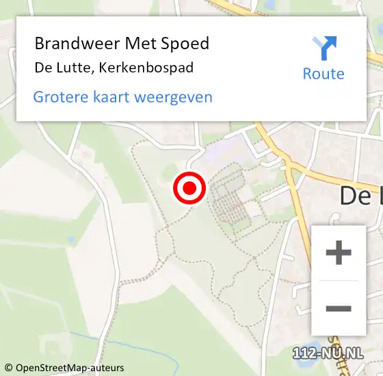 Locatie op kaart van de 112 melding: Brandweer Met Spoed Naar De Lutte, Kerkenbospad op 6 februari 2022 17:52