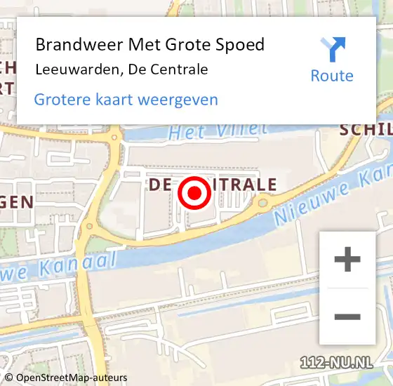 Locatie op kaart van de 112 melding: Brandweer Met Grote Spoed Naar Leeuwarden, De Centrale op 6 februari 2022 17:56