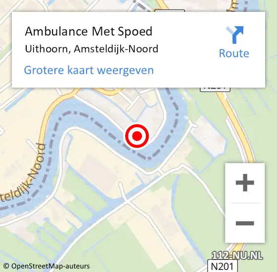 Locatie op kaart van de 112 melding: Ambulance Met Spoed Naar Uithoorn, Amsteldijk-Noord op 6 februari 2022 18:02