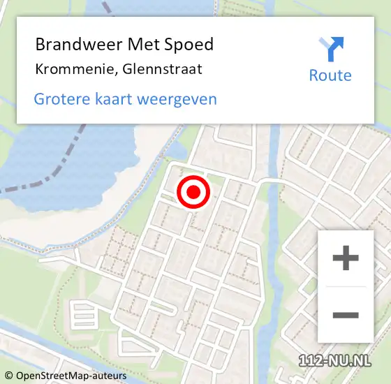 Locatie op kaart van de 112 melding: Brandweer Met Spoed Naar Krommenie, Glennstraat op 6 februari 2022 18:02
