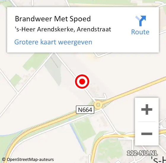 Locatie op kaart van de 112 melding: Brandweer Met Spoed Naar 's-Heer Arendskerke, Arendstraat op 6 februari 2022 18:07