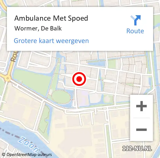 Locatie op kaart van de 112 melding: Ambulance Met Spoed Naar Wormer, De Balk op 6 februari 2022 18:11