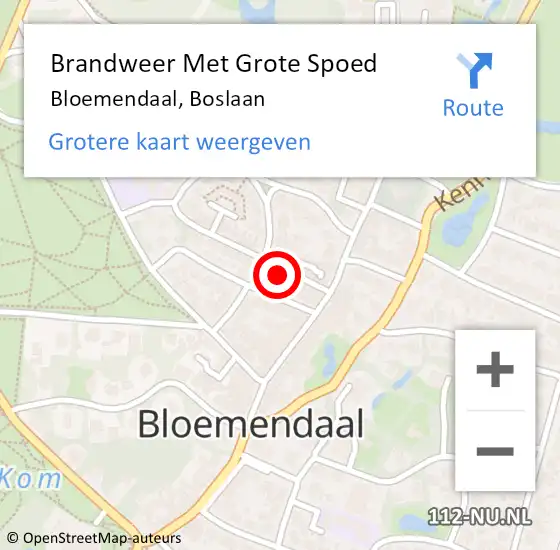 Locatie op kaart van de 112 melding: Brandweer Met Grote Spoed Naar Bloemendaal, Boslaan op 6 februari 2022 18:20