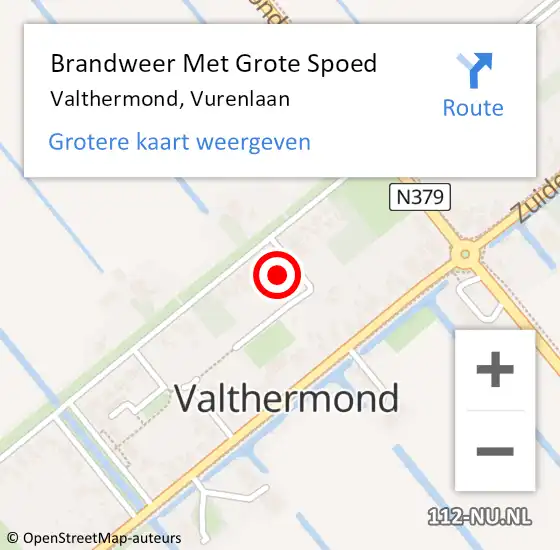 Locatie op kaart van de 112 melding: Brandweer Met Grote Spoed Naar Valthermond, Vurenlaan op 6 februari 2022 18:45