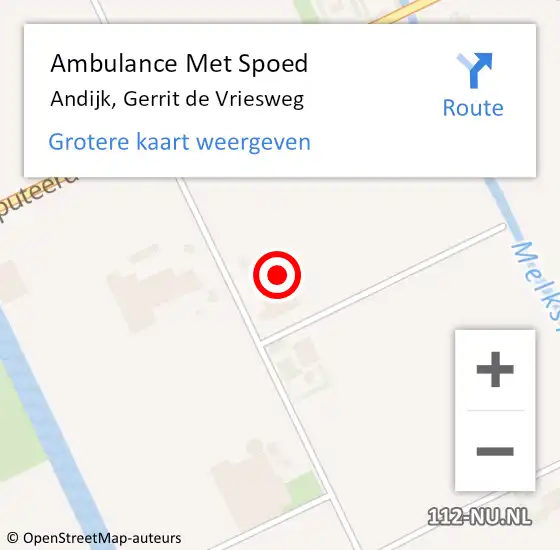 Locatie op kaart van de 112 melding: Ambulance Met Spoed Naar Andijk, Gerrit de Vriesweg op 6 februari 2022 18:45