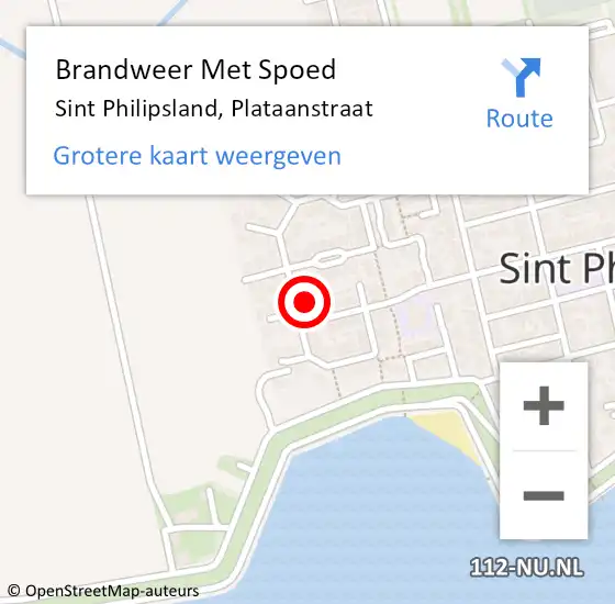 Locatie op kaart van de 112 melding: Brandweer Met Spoed Naar Sint Philipsland, Plataanstraat op 6 februari 2022 18:49