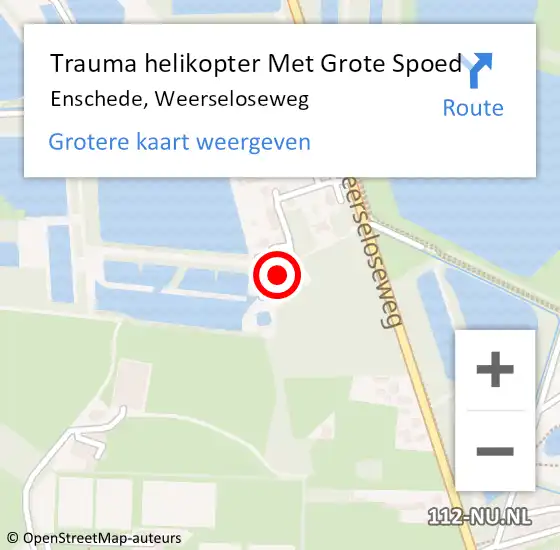 Locatie op kaart van de 112 melding: Trauma helikopter Met Grote Spoed Naar Enschede, Weerseloseweg op 6 februari 2022 18:54