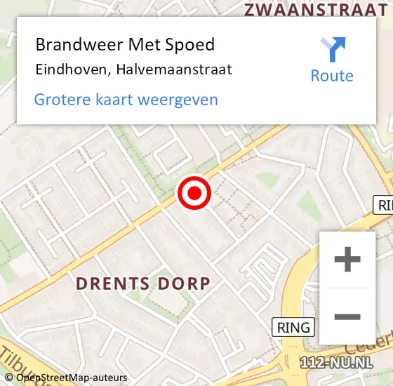 Locatie op kaart van de 112 melding: Brandweer Met Spoed Naar Eindhoven, Halvemaanstraat op 6 februari 2022 19:00