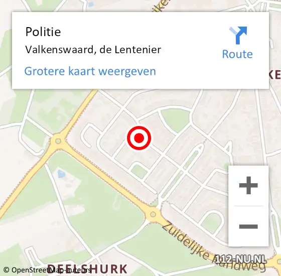 Locatie op kaart van de 112 melding: Politie Valkenswaard, de Lentenier op 6 februari 2022 19:16