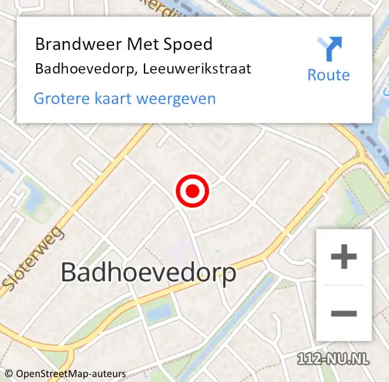 Locatie op kaart van de 112 melding: Brandweer Met Spoed Naar Badhoevedorp, Leeuwerikstraat op 6 februari 2022 19:18