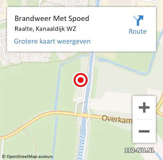 Locatie op kaart van de 112 melding: Brandweer Met Spoed Naar Raalte, Kanaaldijk WZ op 6 februari 2022 19:32