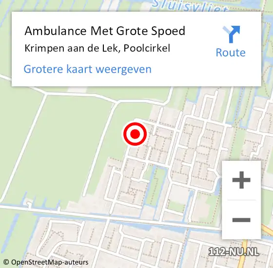 Locatie op kaart van de 112 melding: Ambulance Met Grote Spoed Naar Krimpen aan de Lek, Poolcirkel op 6 februari 2022 19:34
