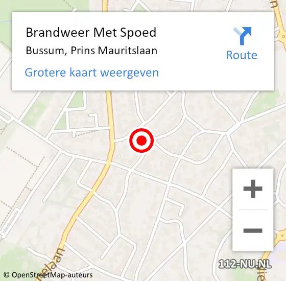 Locatie op kaart van de 112 melding: Brandweer Met Spoed Naar Bussum, Prins Mauritslaan op 6 februari 2022 19:36