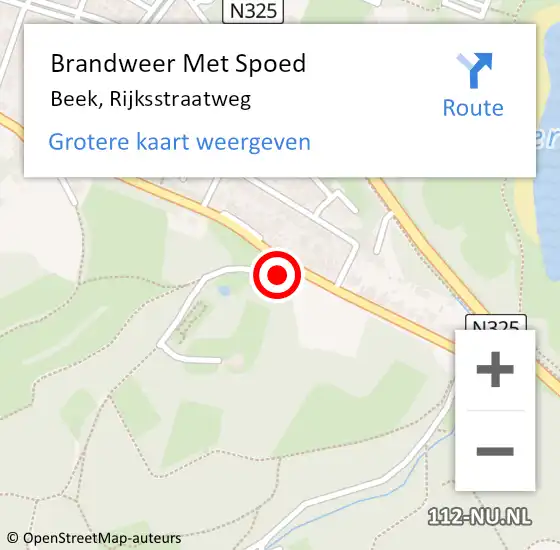 Locatie op kaart van de 112 melding: Brandweer Met Spoed Naar Beek, Rijksstraatweg op 6 februari 2022 19:40