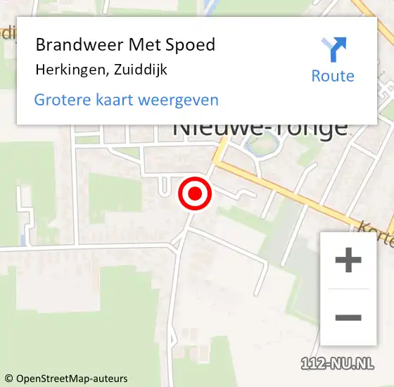 Locatie op kaart van de 112 melding: Brandweer Met Spoed Naar Herkingen, Zuiddijk op 6 februari 2022 19:45