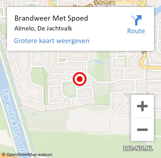 Locatie op kaart van de 112 melding: Brandweer Met Spoed Naar Almelo, De Jachtvalk op 6 februari 2022 19:46