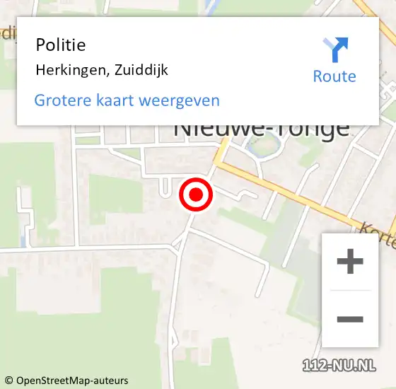 Locatie op kaart van de 112 melding: Politie Herkingen, Zuiddijk op 6 februari 2022 19:56