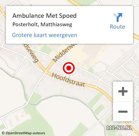 Locatie op kaart van de 112 melding: Ambulance Met Spoed Naar Posterholt, Matthiasweg op 7 juli 2014 15:02