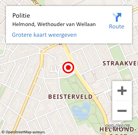 Locatie op kaart van de 112 melding: Politie Helmond, Wethouder van Wellaan op 6 februari 2022 20:06