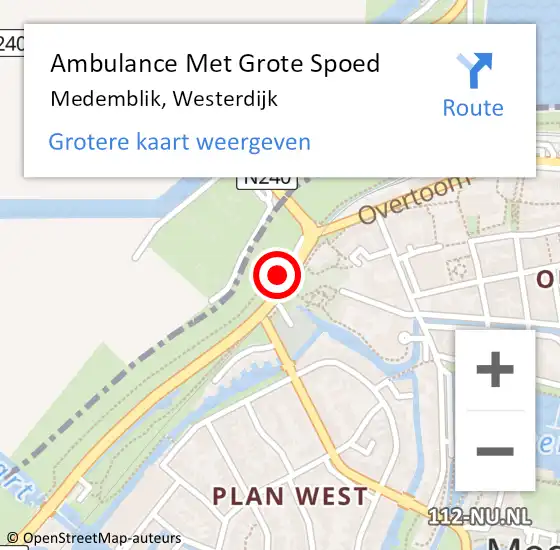 Locatie op kaart van de 112 melding: Ambulance Met Grote Spoed Naar Medemblik, Westerdijk op 6 februari 2022 20:22