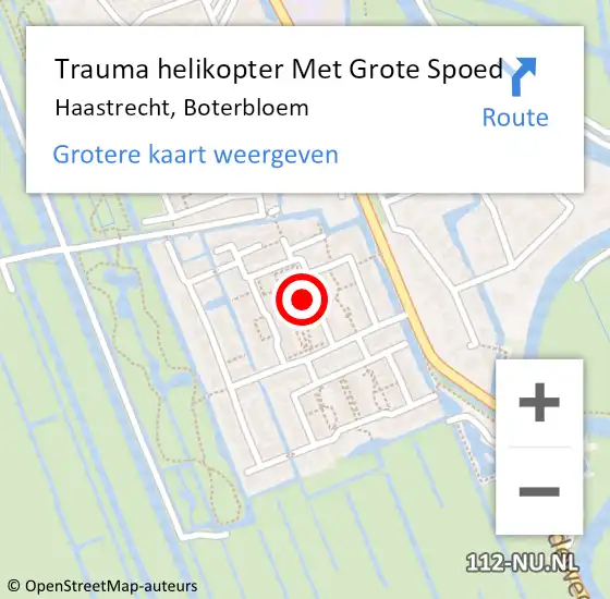 Locatie op kaart van de 112 melding: Trauma helikopter Met Grote Spoed Naar Haastrecht, Boterbloem op 6 februari 2022 20:26