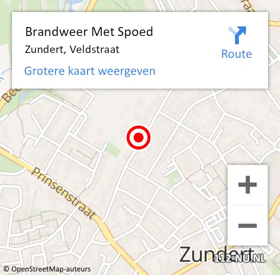 Locatie op kaart van de 112 melding: Brandweer Met Spoed Naar Zundert, Veldstraat op 6 februari 2022 20:27