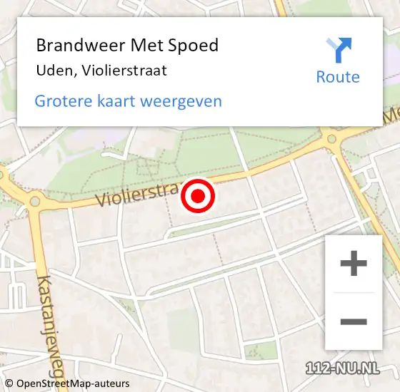 Locatie op kaart van de 112 melding: Brandweer Met Spoed Naar Uden, Violierstraat op 6 februari 2022 20:27