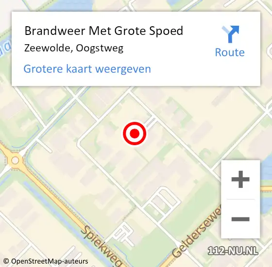 Locatie op kaart van de 112 melding: Brandweer Met Grote Spoed Naar Zeewolde, Oogstweg op 6 februari 2022 20:34