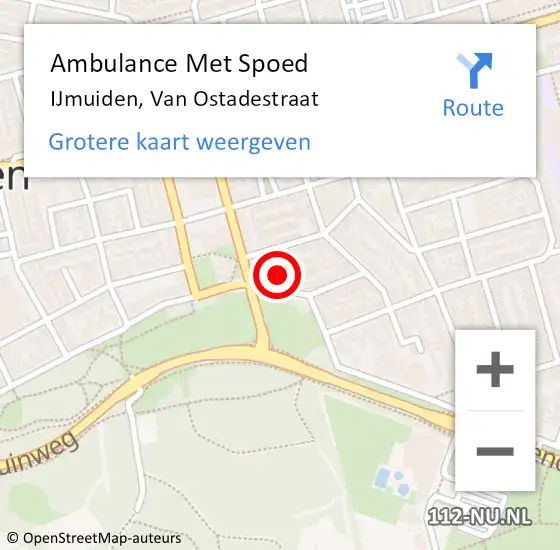 Locatie op kaart van de 112 melding: Ambulance Met Spoed Naar IJmuiden, Van Ostadestraat op 6 februari 2022 20:35