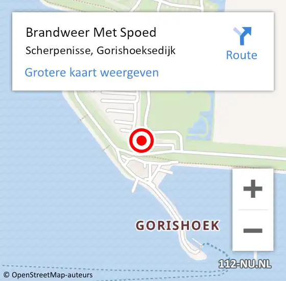 Locatie op kaart van de 112 melding: Brandweer Met Spoed Naar Scherpenisse, Gorishoeksedijk op 6 februari 2022 20:49