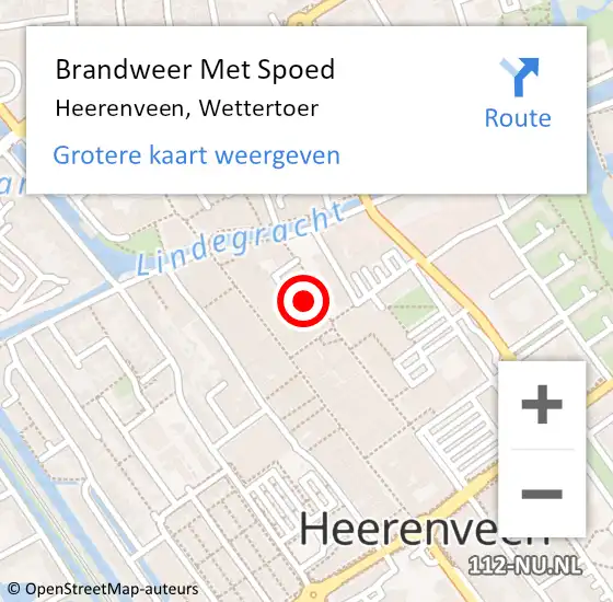 Locatie op kaart van de 112 melding: Brandweer Met Spoed Naar Heerenveen, Wettertoer op 7 juli 2014 15:05