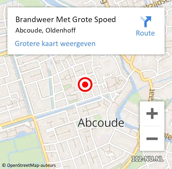 Locatie op kaart van de 112 melding: Brandweer Met Grote Spoed Naar Abcoude, Oldenhoff op 6 februari 2022 21:15