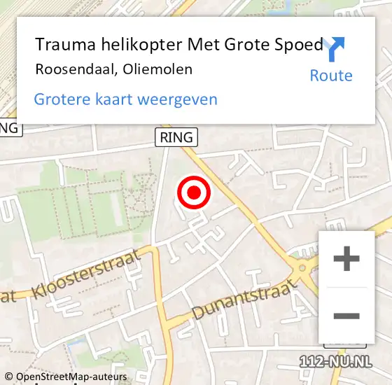 Locatie op kaart van de 112 melding: Trauma helikopter Met Grote Spoed Naar Roosendaal, Oliemolen op 6 februari 2022 21:20