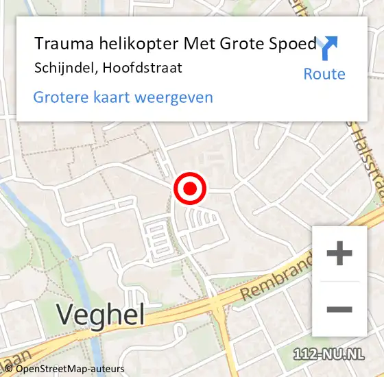 Locatie op kaart van de 112 melding: Trauma helikopter Met Grote Spoed Naar Schijndel, Hoofdstraat op 6 februari 2022 21:30