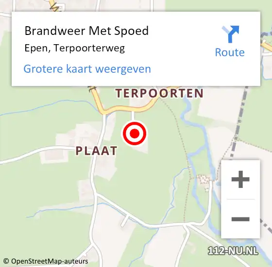 Locatie op kaart van de 112 melding: Brandweer Met Spoed Naar Epen, Terpoorterweg op 6 februari 2022 21:43