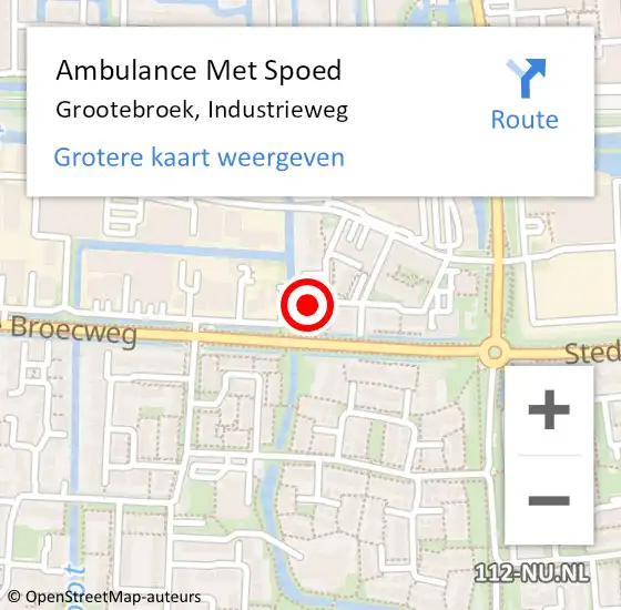 Locatie op kaart van de 112 melding: Ambulance Met Spoed Naar Grootebroek, Industrieweg op 6 februari 2022 21:56