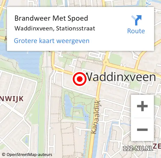 Locatie op kaart van de 112 melding: Brandweer Met Spoed Naar Waddinxveen, Stationsstraat op 6 februari 2022 22:08