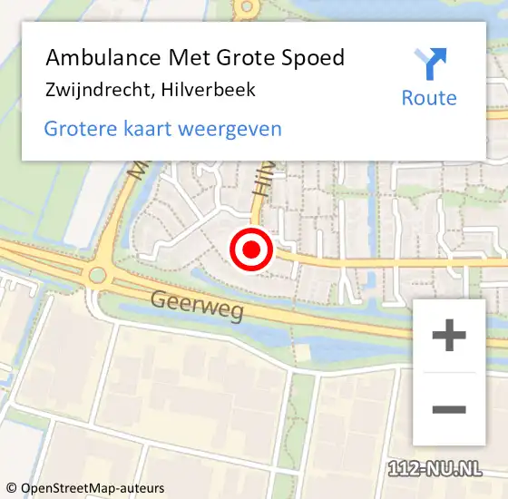 Locatie op kaart van de 112 melding: Ambulance Met Grote Spoed Naar Zwijndrecht, Hilverbeek op 6 februari 2022 22:08