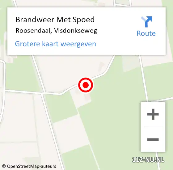 Locatie op kaart van de 112 melding: Brandweer Met Spoed Naar Roosendaal, Visdonkseweg op 6 februari 2022 22:09