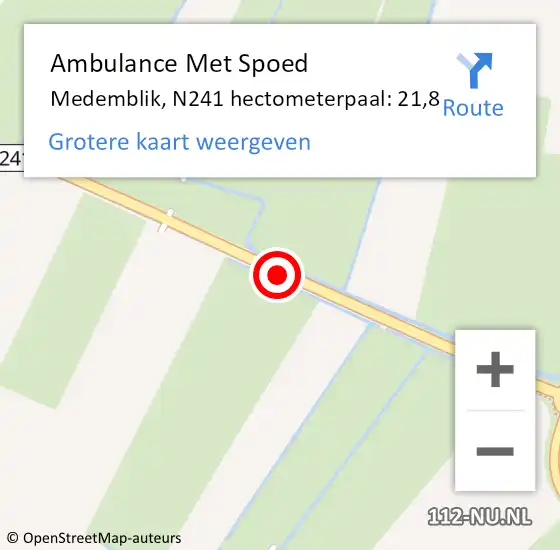 Locatie op kaart van de 112 melding: Ambulance Met Spoed Naar Medemblik, N241 hectometerpaal: 21,8 op 6 februari 2022 22:15