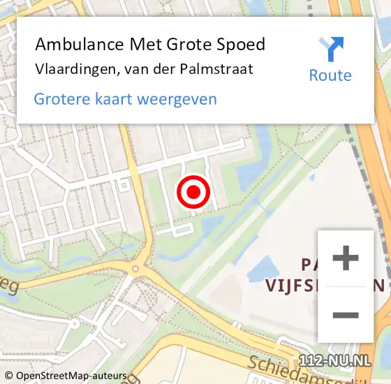 Locatie op kaart van de 112 melding: Ambulance Met Grote Spoed Naar Vlaardingen, van der Palmstraat op 6 februari 2022 22:33