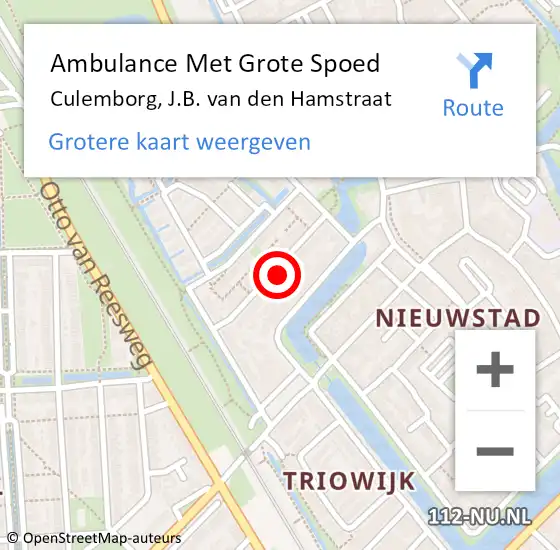 Locatie op kaart van de 112 melding: Ambulance Met Grote Spoed Naar Culemborg, J.B. van den Hamstraat op 6 februari 2022 22:36