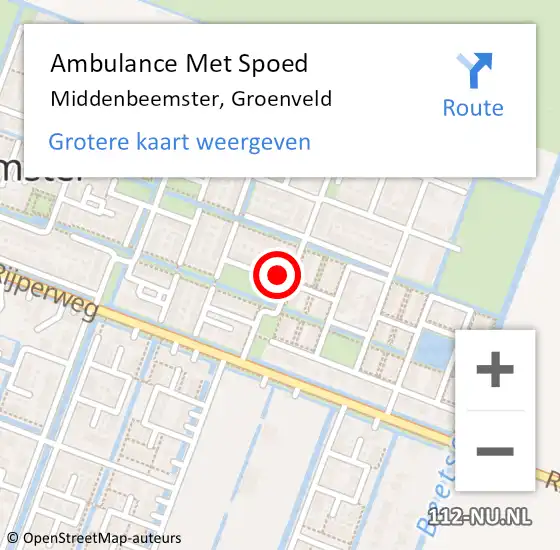 Locatie op kaart van de 112 melding: Ambulance Met Spoed Naar Middenbeemster, Groenveld op 6 februari 2022 22:47