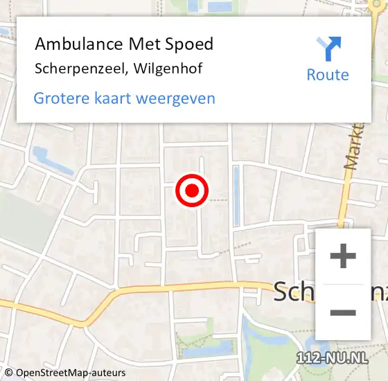 Locatie op kaart van de 112 melding: Ambulance Met Spoed Naar Scherpenzeel, Wilgenhof op 6 februari 2022 22:56
