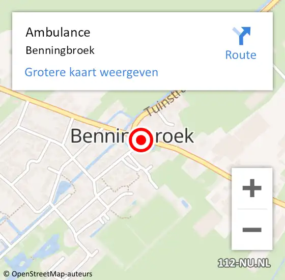 Locatie op kaart van de 112 melding: Ambulance Benningbroek op 6 februari 2022 22:58
