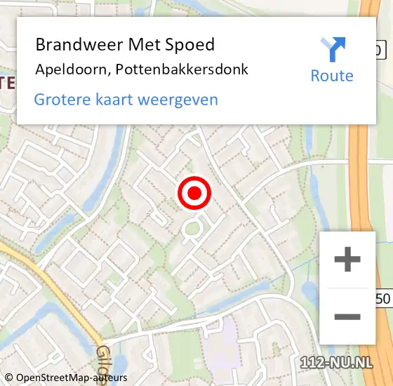 Locatie op kaart van de 112 melding: Brandweer Met Spoed Naar Apeldoorn, Pottenbakkersdonk op 6 februari 2022 23:08