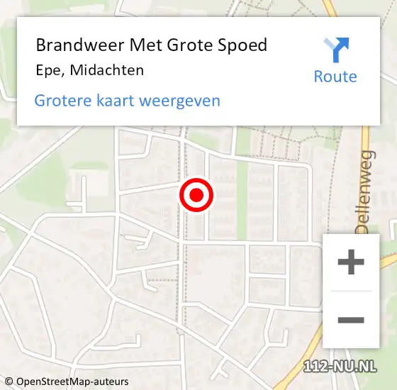 Locatie op kaart van de 112 melding: Brandweer Met Grote Spoed Naar Epe, Midachten op 6 februari 2022 23:11