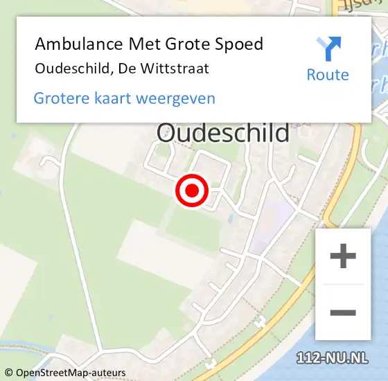 Locatie op kaart van de 112 melding: Ambulance Met Grote Spoed Naar Oudeschild, De Wittstraat op 6 februari 2022 23:19