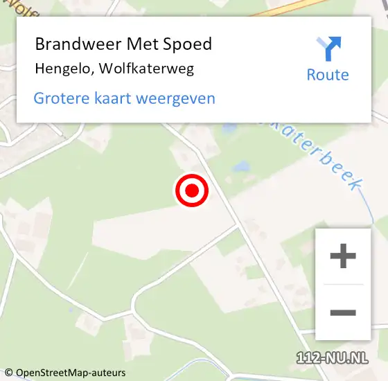 Locatie op kaart van de 112 melding: Brandweer Met Spoed Naar Hengelo, Wolfkaterweg op 6 februari 2022 23:19