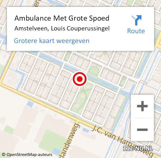 Locatie op kaart van de 112 melding: Ambulance Met Grote Spoed Naar Amstelveen, Louis Couperussingel op 6 februari 2022 23:21